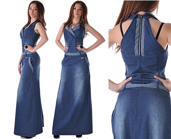 Chic long blue jean dress plus size In A Variety Of Stylish