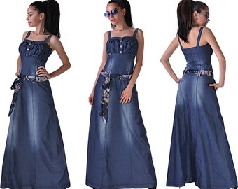 Incentive claw Miles denim prom dress ...