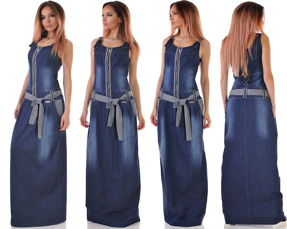 maxi denim dresses with sleeves