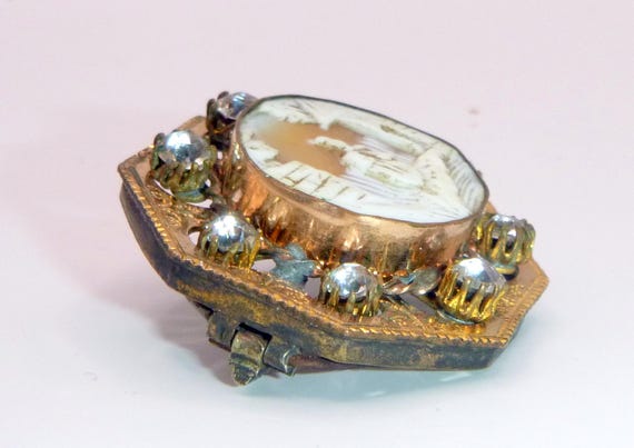 Antique Victorian Shell Ca with Paste Stones - image 2