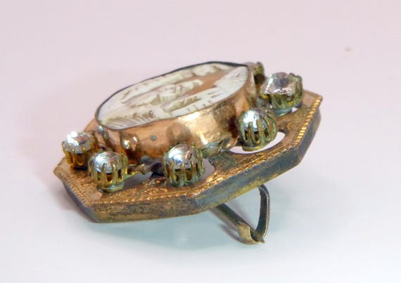 Antique Victorian Shell Ca with Paste Stones - image 3