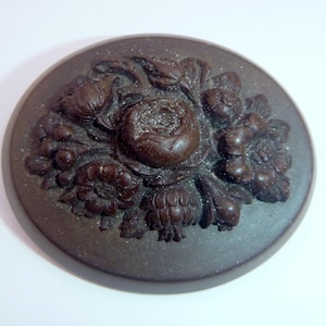 Antique Victorian Vulcanite Mourning Brooch