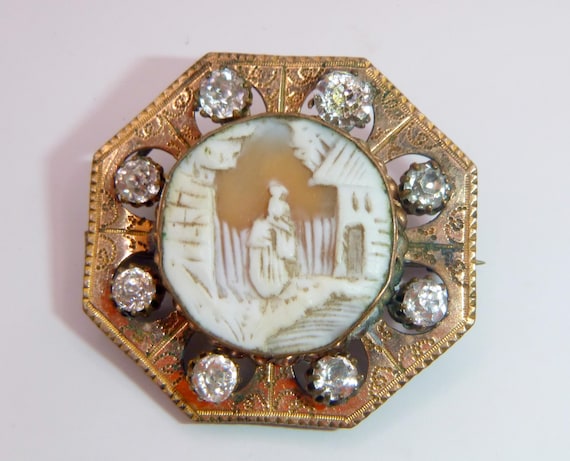 Antique Victorian Shell Ca with Paste Stones - image 6