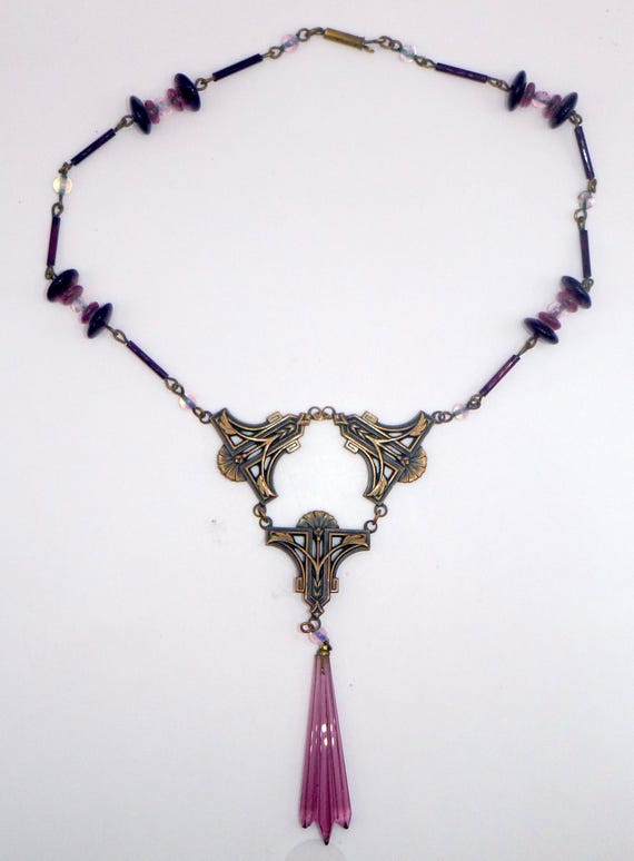 Vintage Art Deco EGYPTIAN LOTUS Style Necklace