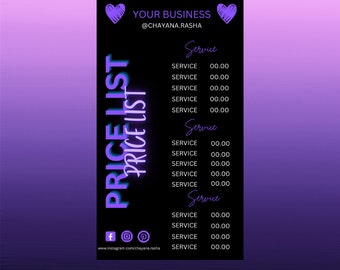 Price List Template, Price List Flyer, Price List, Hair Price List, Braiding, Flyer Template, Nail Flyer, Braid Flyer, Makeup Flyer, Flyer