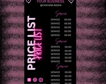 Price List Template, Price List Flyer, Price List, Hair Price List, Wig Flyer, Flyer Template, Nail Flyer, Braid Flyer, Makeup Flyer, Flyer