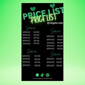 Price List Template, Price List Flyer, Price List, Hair Price List, Wig Flyer, Flyer Template, Nail Flyer, Braid Flyer, Makeup Flyer, Flyer