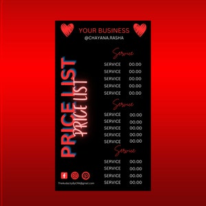 Price List Template, Price List Flyer, Price List, Hair Price List, Wig Flyer, Flyer Template, Nail Flyer, Braid Flyer, Makeup Flyer, Flyer