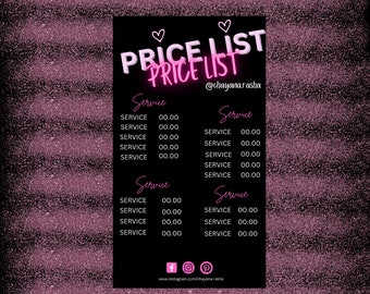 Price List Template, Price List Flyer, Price List, Hair Price List, Braiding, Flyer Template, Nail Flyer, Braid Flyer, Makeup Flyer, Flyer