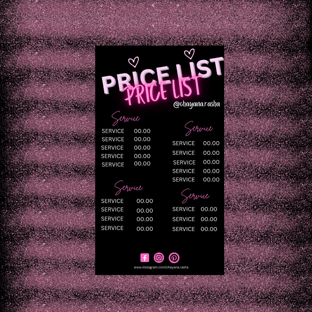 Price List Template, Price List Flyer, Price List, Hair Price List, Braiding, Flyer Template, Nail Flyer, Braid Flyer, Makeup Flyer, Flyer