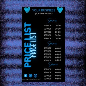 Price List Template, Price List Flyer, Price List, Hair Price List, Wig Flyer, Flyer Template, Nail Flyer, Braid Flyer, Makeup Flyer, Flyer