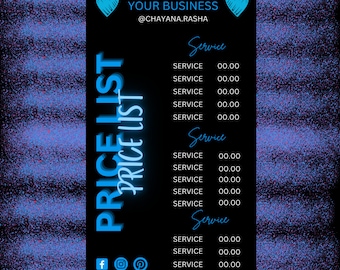 Price List Template, Price List Flyer, Price List, Hair Price List, Wig Flyer, Flyer Template, Nail Flyer, Braid Flyer, Makeup Flyer, Flyer