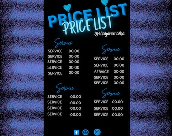 Price List Template, Price List Flyer, Price List, Hair Price List, Wig Flyer, Flyer Template, Nail Flyer, Braid Flyer, Makeup Flyer, Flyer