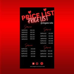 Price List Template, Price List Flyer, Price List, Hair Price List, Braiding, Flyer Template, Nail Flyer, Braid Flyer, Makeup Flyer, Flyer