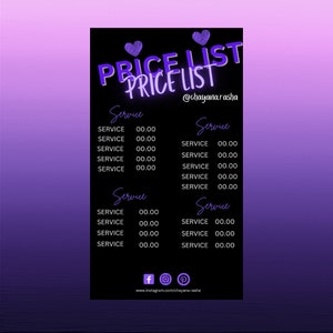 Price List Template, Price List Flyer, Price List, Hair Price List, Wig Flyer, Flyer Template, Nail Flyer, Braid Flyer, Makeup Flyer, Flyer