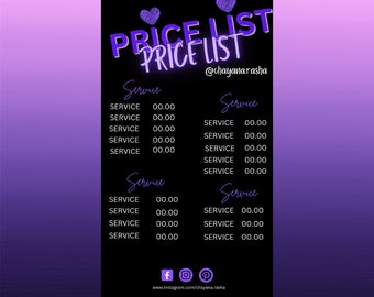 Price List Template, Price List Flyer, Price List, Hair Price List, Wig Flyer, Flyer Template, Nail Flyer, Braid Flyer, Makeup Flyer, Flyer