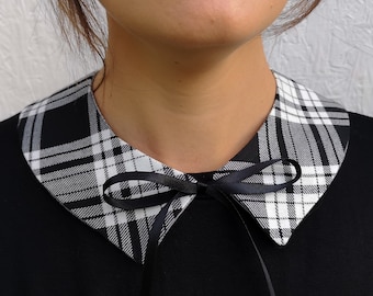 Tartan Pointed Collar, detachable, minimalist, winged tip