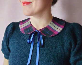 Mini Tartan Peter Pan Collar, with a satin ribbon tie