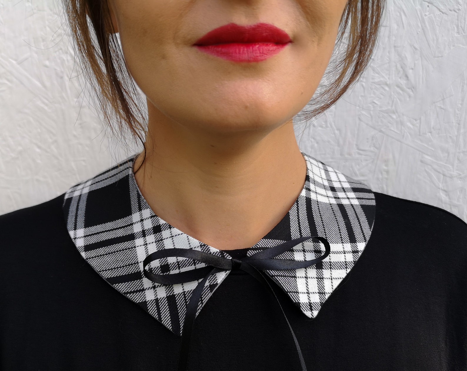 Tartan Pointed Collar Detachable Minimalist Winged Tip - Etsy