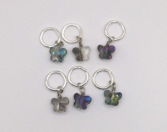 Butterfly stitch marker set of 6, knitter gift, crocheter gift, progress keepers for knitting, snagless stitch marker rings, knitting notion