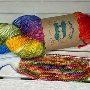 Hand dyed yarn, fingering weight yarn, merino wool yarn, for mom, for knitter, crochet yarn, for grandma, christmas gift for, rainbow yarn