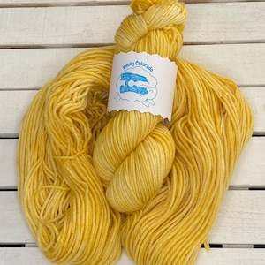 Hand dyed yarn, worsted weight yarn, merino wool, for knitters, yellow yarn, crochet yarn, for mom, for grandma, christmas gift for,