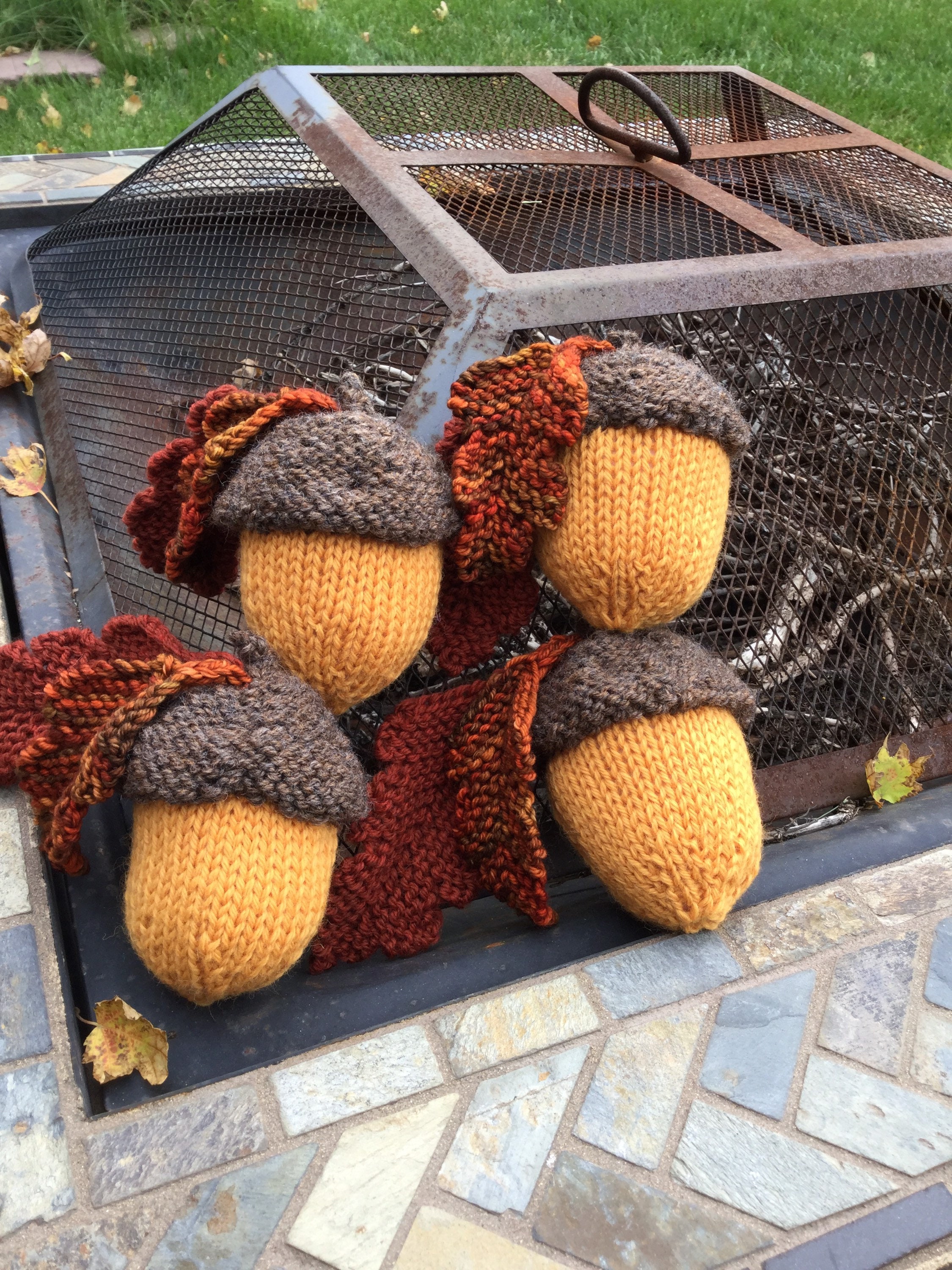 Handknit fall acorns knitted acorns handmade wool acorn Etsy