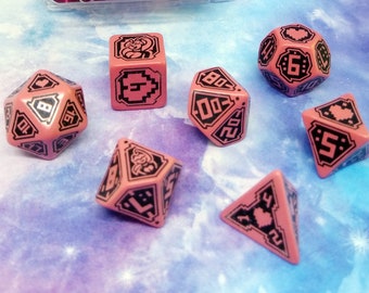 PIXELHEART - Seven Piece Dice Set for Board and Roleplaying Games