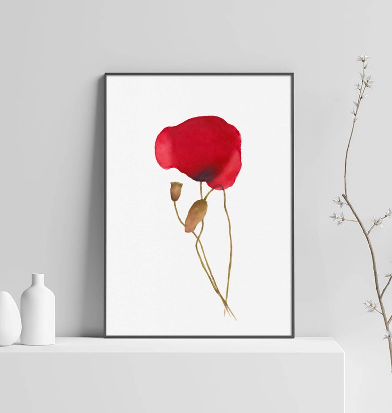 Poppy Flower Painting Print