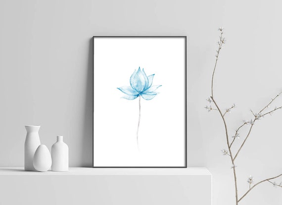 Blue Lotus Flower Watercolor Painting Etsy Blue Lotus Flower Watercolor Painting Etsy