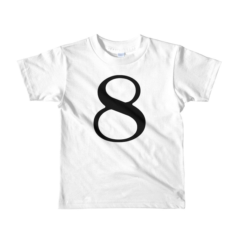 Number Shirt Number Eight Black and White European Inspired Kids Wear Kids Birthday Shirt