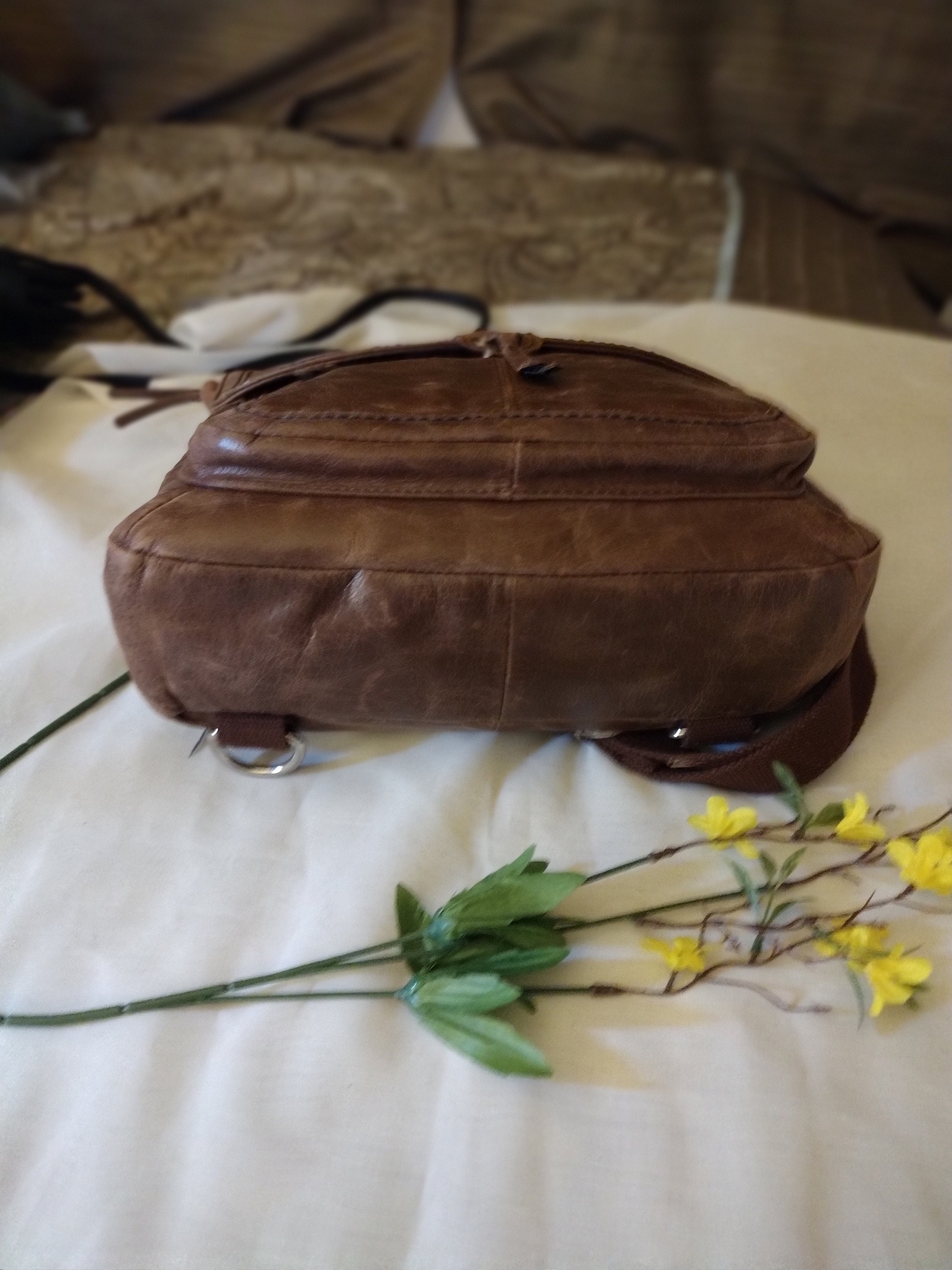 The Sak Brown Convertible Snap Backpack Crossbody Bag Purse Leather OS Pockets The Sak Ventura Leather Convertible Backpack SKU: 9341258  main image 3