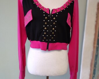 Sudadera con capucha rosa con tachuelas Platinum Plus XL NWT