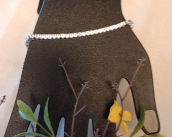 Strass tennisarmband, zilver, maat 7,5