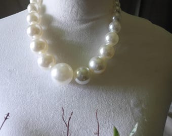 Cream Bead Necklace Faux Pearl Statement Necklace Classic  display picture 1