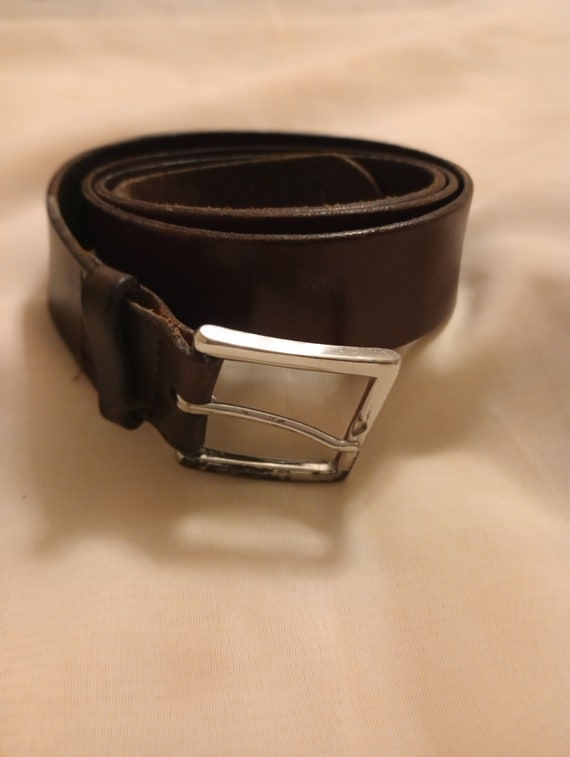 Black Leather Belt Made in Italy 36" Waist - image 1