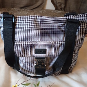 Lauren Ralph Lauren Houndstooth Black Nylon Shoulder Handbag