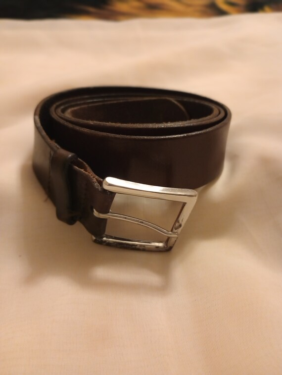 Black Leather Belt Made in Italy 36" Waist - image 7