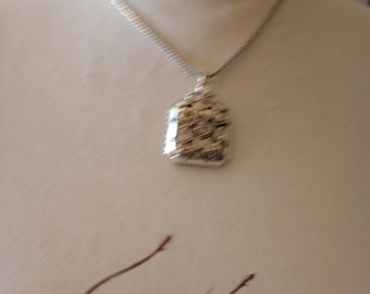 Brighton Vintage Silvertone Kedja Fyrkantigt Hänge Halsband 40 cm