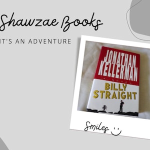 Puede incluir: Un libro de bolsillo rojo y blanco titulado "Billy Straight" de Jonathan Kellerman. La portada del libro presenta una silueta de una persona de pie en una playa con palmeras en el fondo.