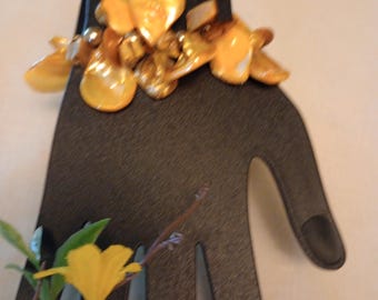 Vintage Albalone Gelb Muschel Cha Cha Armband und Ohrringe Set Gr. 7,5