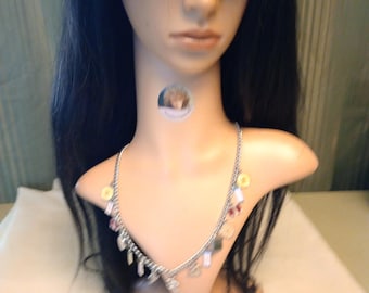 Vintage Silver Chain Charm Necklace 20 inches