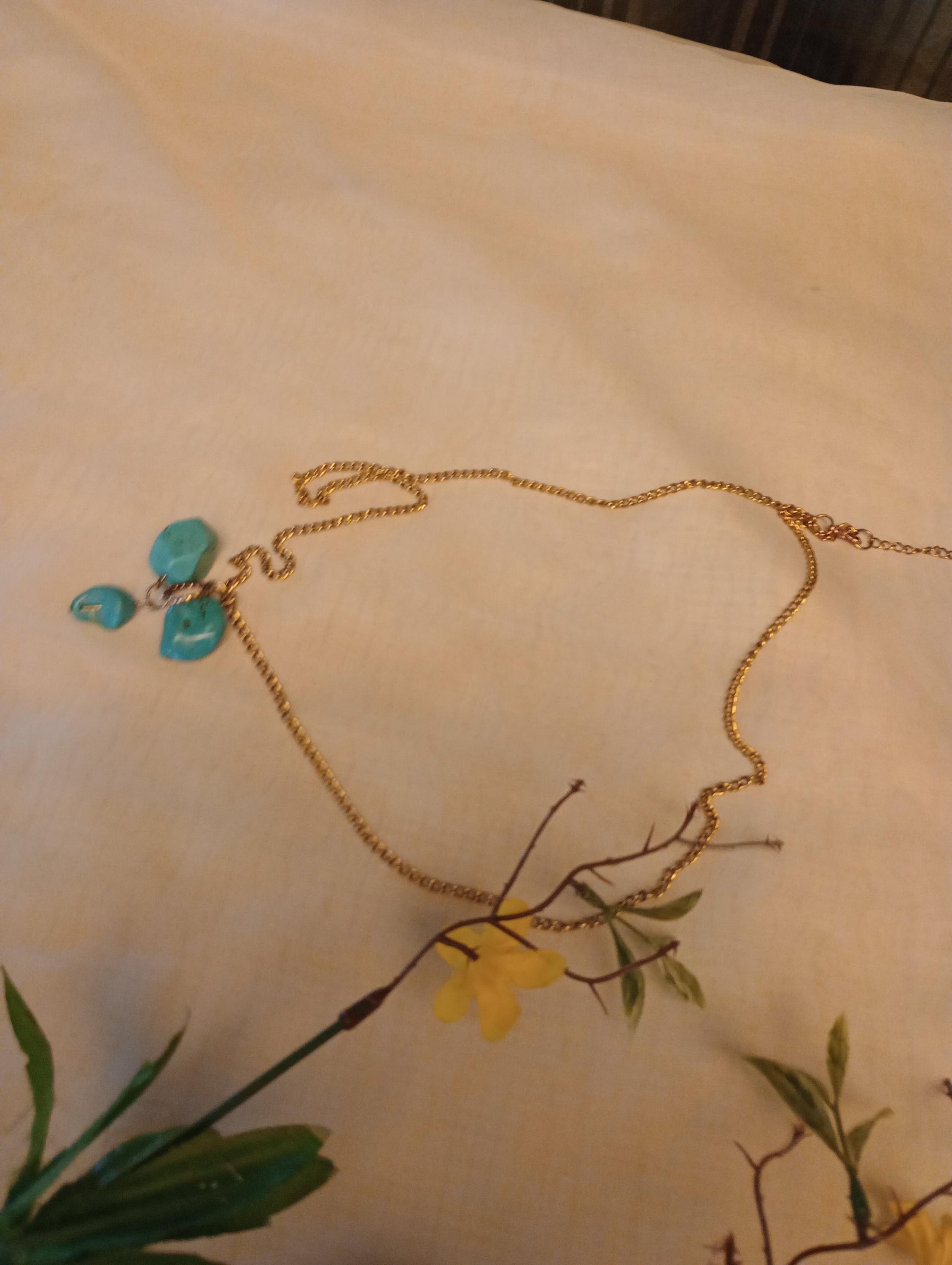 Collier Vintage Turquoise N424 Avec Pendentif - Bijou Occasion, Pierre Naturelle, Style Rétro