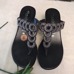 Contesa Italian Rhinestones Sandles Size 8