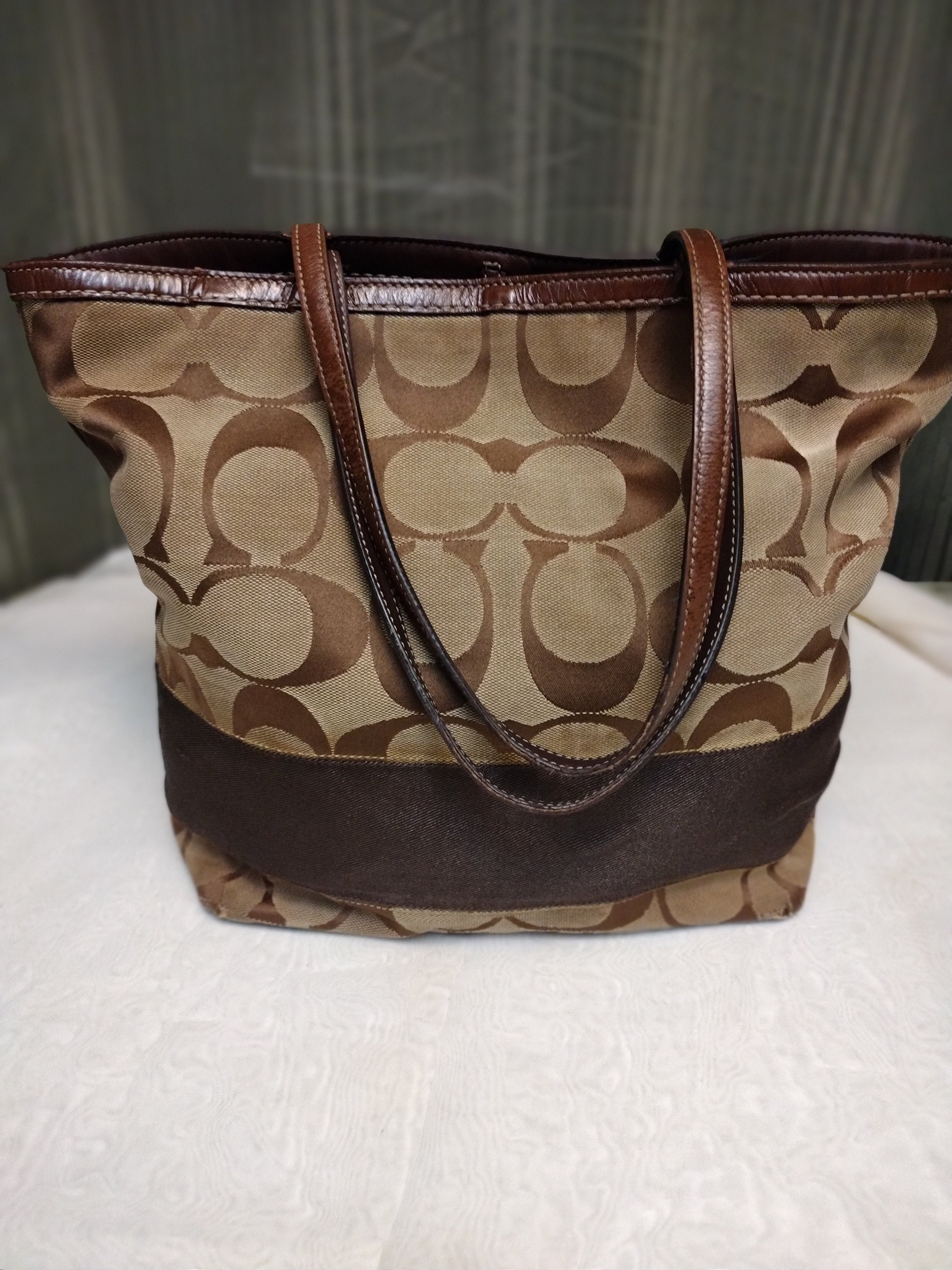 Coach Signature Heritage Stripe Canvas Tote Handbag Etsy UK