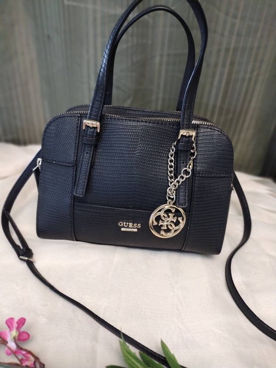 Guess Black Pebble Leather Crossbody Handbag