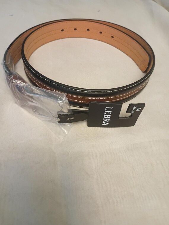 Lebra Black and Brown Leather Belt for Men Size 34-35 M. NWT  display picture 1