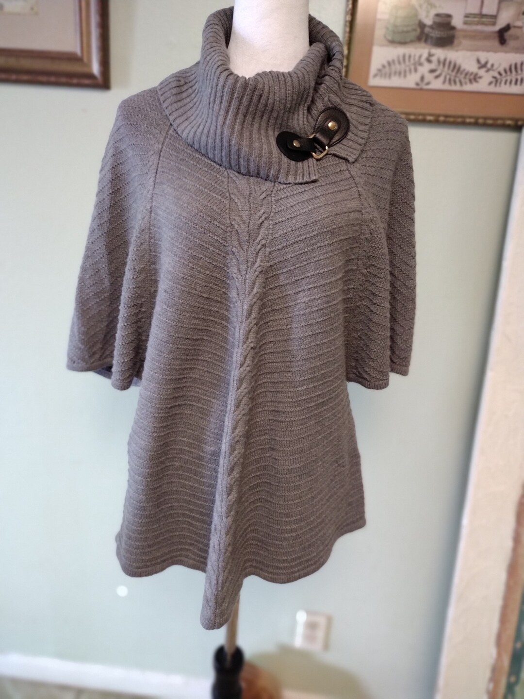 Pull Cardigan Dana Buchman - Imprimé Zèbre Marron Et Gris - Taille S - Occasion Très Bon état