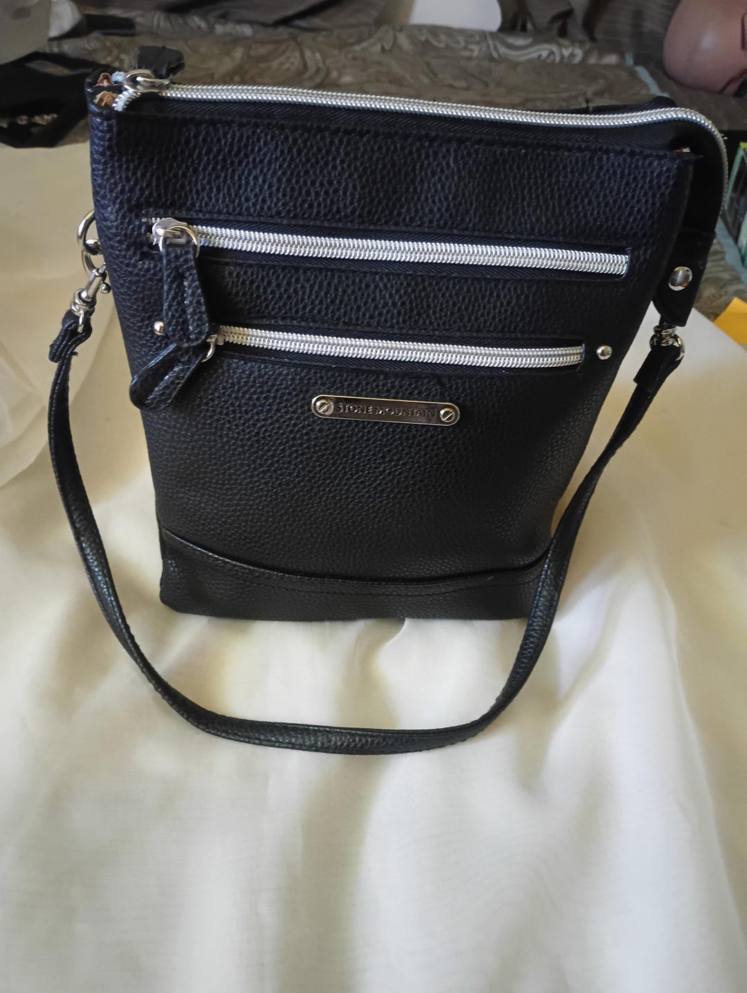 Stone Mountain Black Leather Crossbody Handbag - Etsy