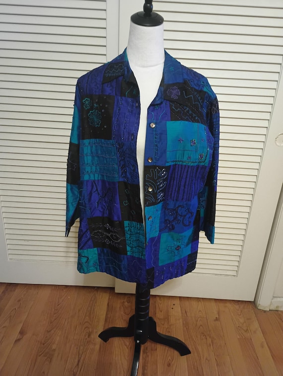 Chico Design Vintage Silk Patchwork Embroidery an… - image 1